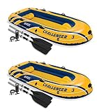 Intex Challenger 3 Inflatable Boat Set with Pump and Oars, 2 Pack | 2 x 68370EP
