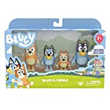 Bluey - Family Pack 4 Figuras, Juguete de la Serie de Dibujos, con muñecos articulados de los Personajes de la Familia de Bluey, como Bingo, Bandit y Chilli, Famosa (BLY01100)