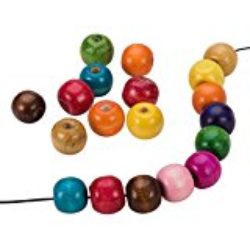 Pandahall,100 Piezas cuentas de madera mezclados rondas, tenido, aproximadamente 12 mm de diametro, 10,5 mm de grosor, agujero: 3 mm [OFERTAS]