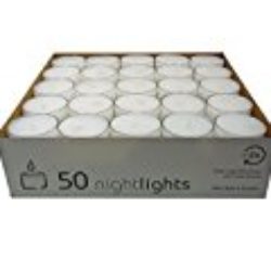 Wenzel-Kerzen 23-217-50-UK Nightlights – Velas de té (50 unidades, en carcasas individuales de plástico, hasta 8 h de combustión) [OFERTAS]