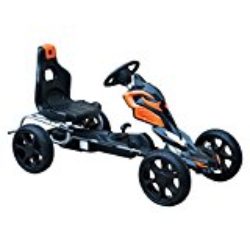 HOMCOM Go Kart Racing Deportivo Coche de Pedales para Niños de 3-8 Años con Asiento Ajustable Embrague y Freno 122x60x70cm Negro y Naranja [CHOLLO]