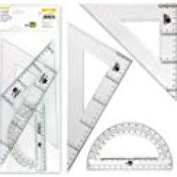 Liderpapel JG02 – Juego escuadra y cartabón, regla y semicírculo, 25 cm, 30 cm, 15 cm [OFERTAS]