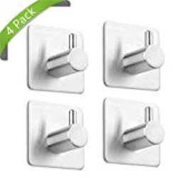 4 Piezas Ganchos Adhesivos, Max 8KG Toallero Perchero Pared de Cocina Baño 3M Autoadhesivo Perchero de Acero Inoxidable Colgadores de Puerta Organizador [OFERTAS]