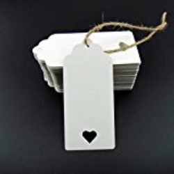 100 piezas Kraft blanco en blanco etiqueta de papel para tarjetas regalo de boda, etiqueta del regalo, bricolaje etiqueta, etiqueta del equipaje, etiqueta de precio, etiqueta de la caída (100) tienda con corazón (100pcs) [OFERTAS]