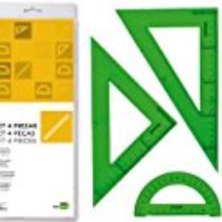 Juego escuadra cartabon regla 30 cms y semicirculo en petacaliderpapel verde. [OFERTAS]