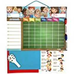 TABLA RECOMPENSAS Magnética Grande | Pizarra de tareas para Pared o Frigorífico, 43x32cm 12 actividades, 2 rotuladores y 1 Globo | Presentación Caja ideal como Regalo para niños, cumpleaños (Italiano) [OFERTAS]
