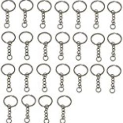 LIHAO Conjunto de Llaveros con la Cadena de Acero Inoxidable (25pcs, 25mm) [OFERTAS]