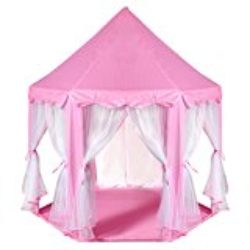 Castillo de la princesa Tent – ODOLAND grandes niños espacio de juego para los niños Carpa interior y exterior Rosa Playhouse – regalo perfecto para los niños con estuche de transporte [OFERTAS]