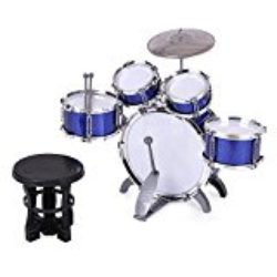 ammoon Niños Percusión de Grupo Instrumento Musical del Juguete 5 Tambores Pequeño Platillo con Heces Baquetas para Niños Niñas [OFERTAS]