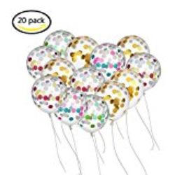 BUWANT Confetti Globos 20 Piezas 12 Pulgadas para Decoraciones de Fiesta, 10 piezas de oro y 10 piezas Colorido [OFERTA FINALIZADA]