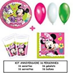 kit de fiesta de cumpleaños de fiesta MINNIE DISNEY para 16 personas [OFERTAS]