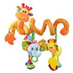 Happy Cherry – Juguetes Colgantes Espiral de Animales para Cuna Cochecito Carrito bebés Recien nacidos Peluche con Mordedor para niños niñas arrastrar – Amarillo [OFERTAS]