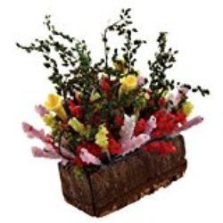 SODIAL(R) Arbusto flor multicolor con pote de madera miniatura casa de munecas 1/12 [OFERTAS]