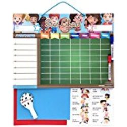 TABLA RECOMPENSAS Magnética Grande | Pizarra de tareas para Pared o Frigorífico, 43x32cm. 12 actividades, 2 rotuladores y 1 Globo | Presentación Caja ideal como Regalo para niños y cumpleaños (Versión en Inglés) [OFERTAS]