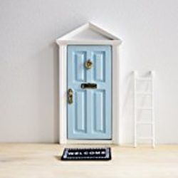 Ratoncito Pérez: Puerta Mágica Azul + Pequeña Llave + Postal de Felicitación + Dibujo para colorear + pequeño felpudo + plantilla para las huellas + pequeña escalera [OFERTAS]