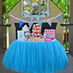 Partido Falda de la Tabla de Tulle Tutú Conveniente Para la Boda Decoración de la los Festivales de la Fiesta de Cumpleaños (Azul) [OFERTAS]