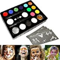 InnooBaby Pintura Cara 12 Colores, 2 Purpurinas, 3 Pinceles, 2 Esponjas, Maquillaje Ni?os Inf¨¢ntil No Pica para Hallowen, Carnaval, La Semana Santa, Fiestas, Cumplea?os, Discoteca, Navidad, etc. [OFERTAS]