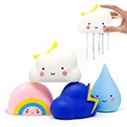 Amteker Juguetes de Baño, Baño Tiempo Diversión para Bebé, 4 Packs (Lluvia, Nube, Arco Iris, Nube de Trueno) [OFERTAS]
