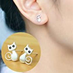 CAOLATOR Pendientes Mujer de Moda Gatos Decoración del Partido Aretes Para el Accesorios de Joyería Boda de el Aniversario Aretes-Plata [OFERTAS]