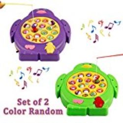 Juego de mesa de pesca musical Juguete giratorio de juguete magnético Luz de colores con peces y cañas de pescar para 3+ niños, Entrega al azar de color (Música de control) [OFERTAS]