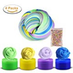 Fluffy Slime Sludge Toy Stress Relief Toys para Niños Adultos con Granos de Espuma Coloridos de Nimmo, Set de 4 Colores, 14 oz (MSDS Approved, ASTM and EN71 Certified) [OFERTAS]