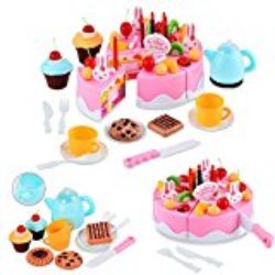 Itian 54pcs Mágica de la Cocina del Arco Iris Pastel de Juego de Té, Juguetes Creativos de Ensamblaje (Rosa) [OFERTAS]