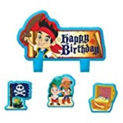 Party Time Disney© Jake y los piratas de Nunca Jamás Mini Character juego de velas de cumpleaños, pack de 4, Multi, 1.5 «x 1,75» cera [OFERTAS]