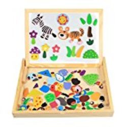 InnooBaby 100 Piezas Rompecabezas Magnéticas Juguete Educativo Dibujo Placa de Madera Pizarra Blanca y Negro Multifuncional para Niños Más de 3 Años [OFERTAS]