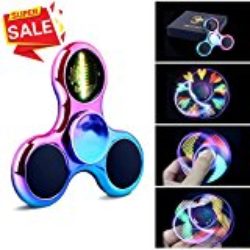 Fidget Spinner Spinner de Mano Quimat con LED Se encienden Juguetes para dedos EDC 18 modalidades de parpadeo perfecto para niños y adultos ayuda contra la ansiedad concentración aburrimiento reduce estrés es de alta velocidad (colorido/arcoíris) [OFERTAS]