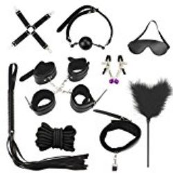 Juguetes de Adultos Pareja 10 pcs Restricciones Cama SM Kits Bondage Negro Collar Látigo [OFERTAS]
