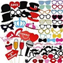 Goodlucky365 75pcs DIY Photo Booth Props Cabina de Fotos Accesorios Máscara Gafas Labios Rojos Corbatas Sombreros Para Fiesta Mascarada Boda Fotos Fiesta Favor Graduación [OFERTAS]