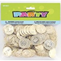 Unique Party –  Regalitos para Fiesta – Monedas del Tesoro de Plástico Oro – Paquete de 144 (86932) [OFERTAS]