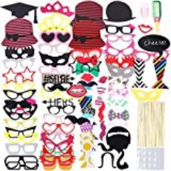 Lictin 86Pcs DIY Photo Booth Atrezzo Favorecer Incluyendo Cómica Divertida Creativa Bigotes Gafas Pelo Arcos Sombreros Labios para el Partido Boda Cumpleaños y La Graduación [OFERTAS]