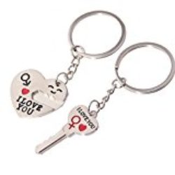 Wicemoon llavero Nueva pareja llavero : «I LOVE YOU» corazón + llave — Regalo de San Valentín / aniversario de boda / regalo de cumpleaños (1 par) Dale a un amante un regalo diferente [OFERTAS]