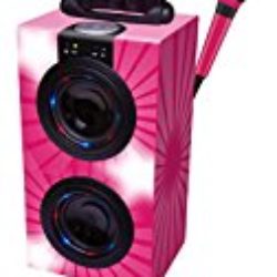 Lexibook – Altavoz portátil de Karaoke con Bluetooth y micrófono, color Rosa (BT600PKZ) [OFERTAS]
