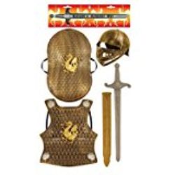 Child’s Medieval Knight Armour Set – Helmet, Sword, Shield, Breast Plate Available in Bronze or Silver (accesorio de disfraz) [OFERTAS]