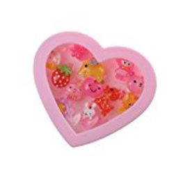 Caja de Joyería Forma de Corazón Anillos Plásticos Rosada Chica Presente Niños – 12pcs #3 [OFERTAS]