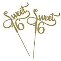 ounona 2pcs decoración para tarta para dorado Monogram decoración para tarta para Sweet 16 cumpleaños aniversario para Sweet Party temas decoración (oro) [OFERTAS]