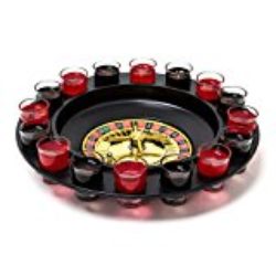 Relaxdays Juego de ruleta de beber con 16 copitas para licor, 30 x 30 cm, juego de azar como divertido juego de fiesta, 2 personas o m&aacute;s, diversi&oacute;n de casino, Ideal como regalo o para el d&iacute;a de padre, tambi&eacute;n para parejas, color negro-rojo [OFERTAS]