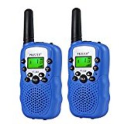 Walkie Talkies, Proster Niños Walkie T388 UHF 446MHz 8 Canales 0.5W de Gama con Pantalla LCD y Linterna Incorporado para Supermercados Centros Comerciales Festivales [OFERTAS]