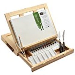 Artina Set de pintura Milano Caballete de mesa y Kit de pintura de 19 piezas con colores acrílicos extraordinario [OFERTAS]