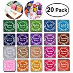 ULTNICE Cojín de tinta de huella digital Cojín de sello multicolor para niños DIY, 20pcs [OFERTAS]