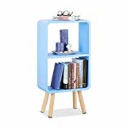 Relaxdays Estantería de Pie con 2 Estantes, Madera, Azul, 20x40x78 cm [OFERTAS]