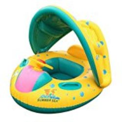 Goodid Flotador para bebé con asiento,respaldo,techo del sol,barca bebé de piscina [OFERTAS]
