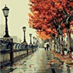 Kit de pintura al &oacute;leo, bricolaje, amor rom&aacute;ntico de oto&ntilde;o, 40,6 x 50,8 cm [OFERTAS]