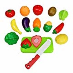 Fruta Juguete Cortar Verduras Juego de Plástico para Niños Juguetes Set Corte Juguete del Bebé, 15 Piezas [OFERTAS]