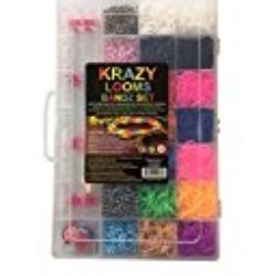 KRAZY LOOMS Kit COMPLETO Máquina de tejer para FABRICAR tus propias pulseras, anillos y collares – 3800 gomillas sin látex , 50 clips de cierre en forma de S, 1 plantilla, 1 gancho, 6 colgantes y 10 accesorios. [OFERTAS]