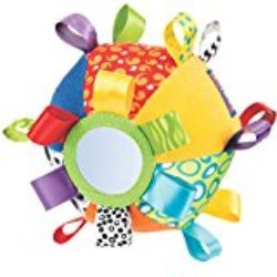 Playgro 0180271 – Pelota de tela con texturas, espejo, etiquetas y sonajero [OFERTAS]