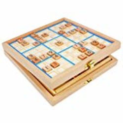 Andux Zone Sudoku Tablero Caja 3-en-1 De madera Número de lugar Juguete SD-03 (Azul) [OFERTAS]