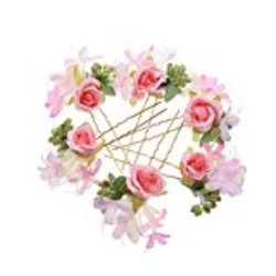Prettyia 6 Pcs Horquillas de Flores Color de Rosa Pelo Palillo Novia De Color Rosa Guirnalda Accesorios [OFERTAS]